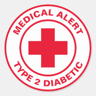Diabetes Medianes Warnhinweis Typ 2 Diabetiker Rot Runder Aufkleber
