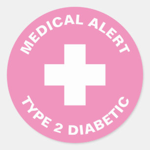 Diabetes Medical Alert Typ 2 Diabetiker Rosa Runder Aufkleber
