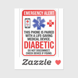 Diabetes-Notfall-Medizin-Phone-Aufkleber Aufkleber