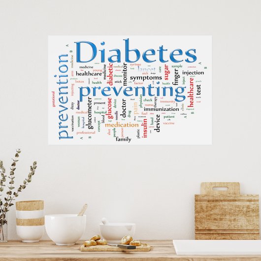 Diabetes Preventing Blue Poster (Küche)