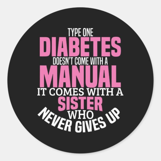 Diabetes-Schwester Typ 1 T1D Diabetikerinnen Runder Aufkleber (Vorderseite)