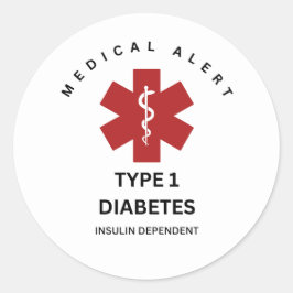DIABETES-STICKER DES TYPS 1 RUNDER AUFKLEBER