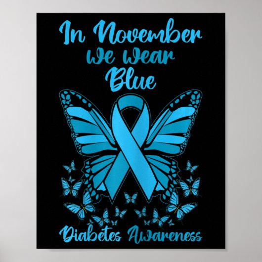 Diabetes Support November Blaues Diabetes-Bewussts Poster (Vorne)