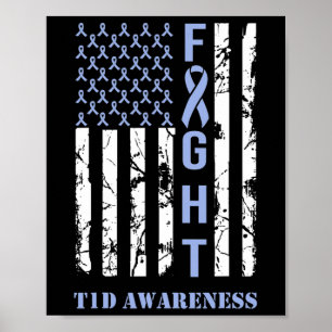 Diabetes T1d Sensibilisierungsmonat Flag Blue Ribb Poster
