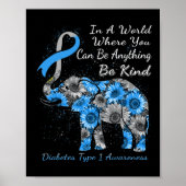 Diabetes Typ 1 Bewusstsein Sonnenblumen Elefant se Poster (Vorne)