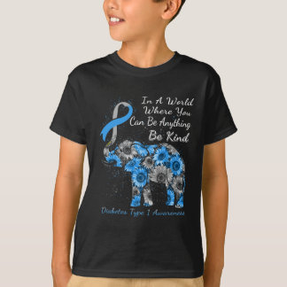 Diabetes Typ 1 Bewusstsein Sonnenblumen Elefant se T-Shirt