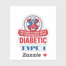 Diabetes Typ 1 Notfall-Medizin-Telefon-Aufkleber