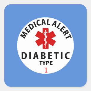 DIABETES TYP 1 QUADRATISCHER AUFKLEBER