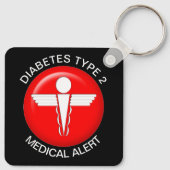 Diabetes Typ 2 Medical alert Schlüsselanhänger (Rückseite)