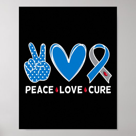 Diabetes Warrieness Blue Peace Liebe Heilung Fa Poster (Vorne)