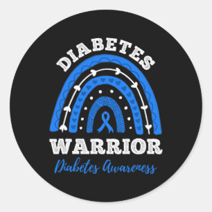 Diabetes Warrior Blue Ribbon T1d Typ 1 Diabetes A Runder Aufkleber