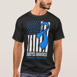 Diabetes Warrior Blue Ribbon T1D Typ 1 Diabetes T-Shirt
