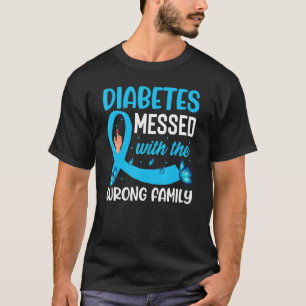 Diabetes Warrior Family Blue Ribbon Diabetes Awar T-Shirt
