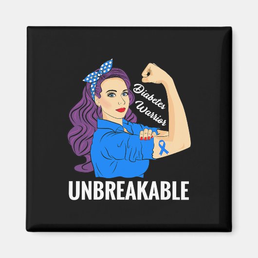 Diabetes Warrior Sugar Diabetes Typ 1 2 Awareness Magnet (Vorne)