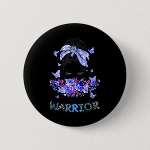 Diabetes Warrior T1d Messy Bun Hair Diabetes Aware Button