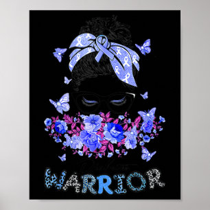 Diabetes Warrior T1D Messy Bun Hair Diabetes Aware Poster