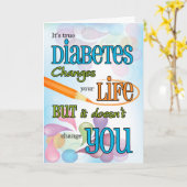 Diabetes wird gut farbig Typografie Karte (Gelbe Blume)