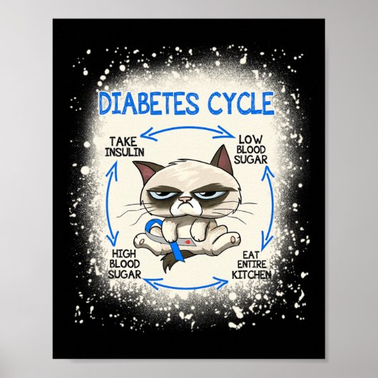 Diabetes Zyklus Diabetes Aufklärung Spaß Katze Poster (Vorne)