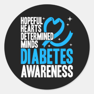 Diabetesbewusstsein Hopeful Hearts Determined Mind Runder Aufkleber