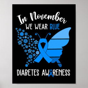 Diabetesbewusstsein im November tragen wir blauen  Poster