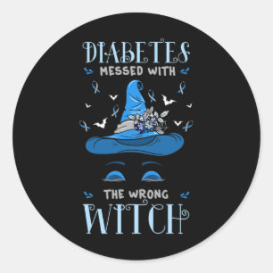 Diabetiker Halloween Witc Runder Aufkleber