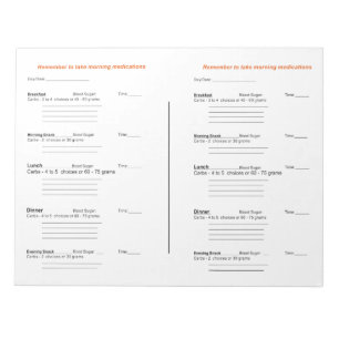 Diabetiker-täglicher Klotz-Notizblock Notizblock