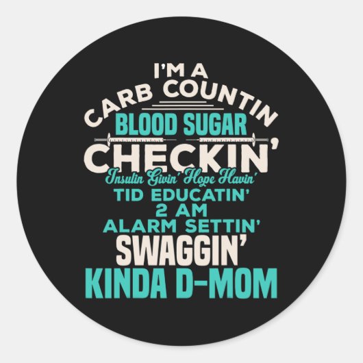 Diabetiker Typ 1 Diabetes-Sensibilisierung Mama Runder Aufkleber (Vorderseite)