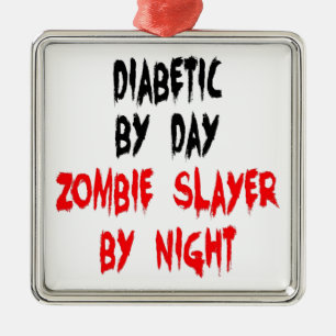 Diabetisch Zombie Slayer Silbernes Ornament