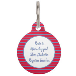 Diabetische ID-Markierung für Haustiere: rot, weiß Haustiermarke