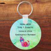 Diabetische Identitätswarnung Personalisiert Typ 1 Schlüsselanhänger (Vorderseite)