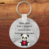 Diabetische Identitätswarnung Personalisiert Typ 1 Schlüsselanhänger (Vorderseite)