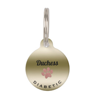 Diabetische medizinische Warnmeldung Paw Print Pho Haustiermarke