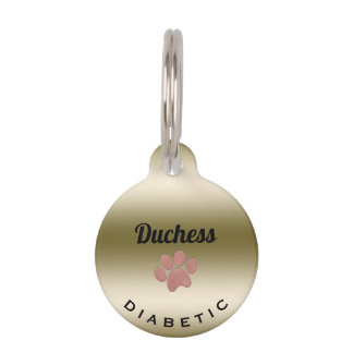 Diabetische medizinische Warnmeldung Paw Print Pho Haustiermarke