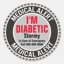 Diabetische medizinische Warnung bei Hunden im Not Runder Aufkleber