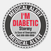 Diabetische medizinische Warnung bei Hunden im Not Runder Aufkleber (Vorderseite)