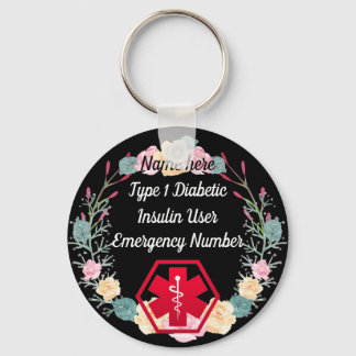 Diabetische Warnhinweise Personalisiert Typ 1 oder Schlüsselanhänger