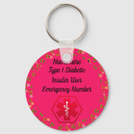 Diabetische Warnhinweise Personalisiert Typ 1 oder Schlüsselanhänger