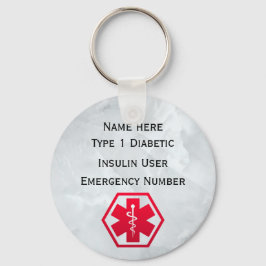 Diabetische Warnhinweise Personalisiert Typ 1 oder Schlüsselanhänger