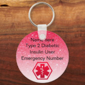 Diabetische Warnhinweise Personalisierter Typ 1 od Schlüsselanhänger (Vorderseite)
