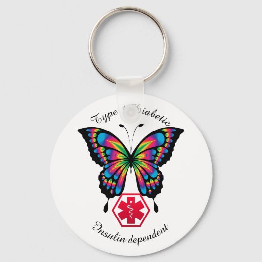 Diabetische Warnhinweise Typ 1 oder 2 Personalisie Schlüsselanhänger (Vorderseite)
