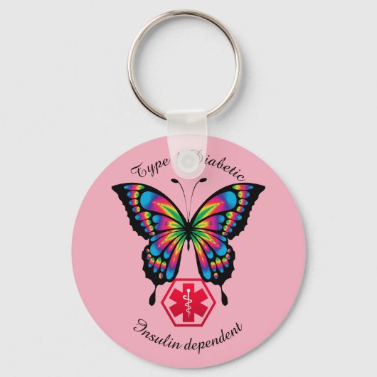 Diabetische Warnhinweise Typ 1 oder 2 Personalisie Schlüsselanhänger (Vorderseite)