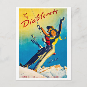 Diablerets, Berg, Paar auf Skilift Postkarte