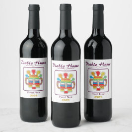 Diablo Huma, Gold Vintag, Set von 6 Weinetiketten Weinetikett