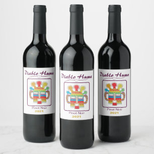 Diablo Huma, Gold Vintag, Set von 6 Weinetiketten Weinetikett