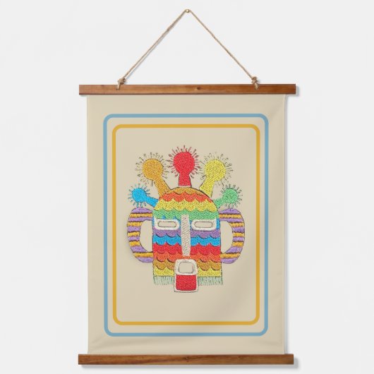 Diablo Huma Mask Tapestry - Beige Hintergrund Wandteppich Mit Holzrahmen (Vorderseite)