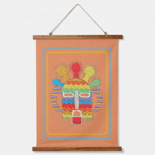 Diablo Huma Maske Tapestry - Rosthintergrund Wandteppich Mit Holzrahmen