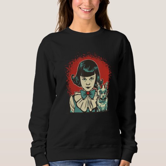 Diabolic Girl with Devil Cat Sweatshirt (Vorderseite)