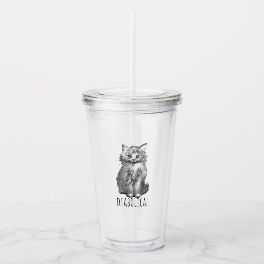 Diabolical Cute Fluffy Kitten Acryltrinkbecher (Vorderseite)