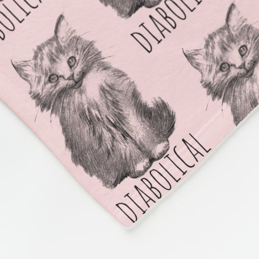 Diabolical Cute Fluffy Kitten Light Pink Fleecedecke (Ecke)
