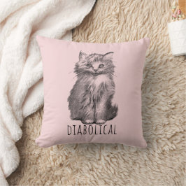 Diabolical Cute Fluffy Kitten Light Pink Kissen